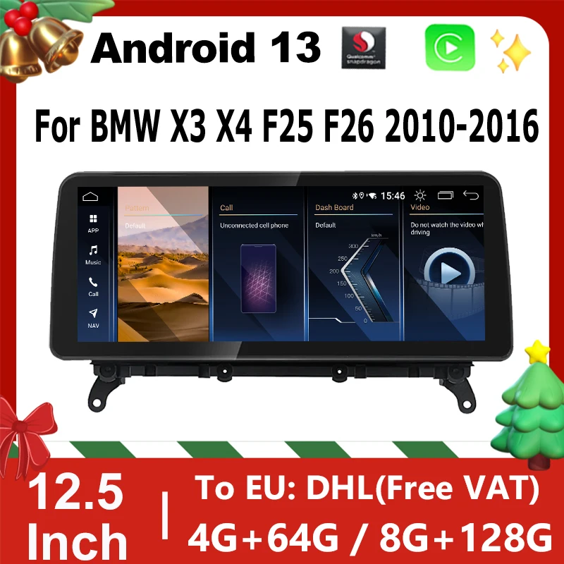 

Qualcomm Stereo Screen For BMW X3 F25 X4 F26 Android 13 Wireless Carplay Auto Radio Car Multimedia Player GPS Navigation DSP 4G