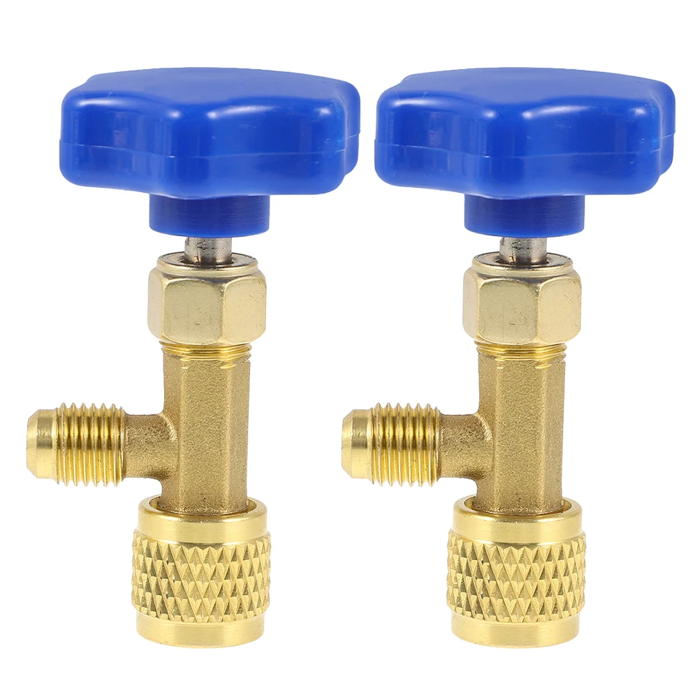 

2pcs Safety Refrigerant Opener Charging Adapter Air Conditioning Liquid Flow Control Brass Brass Air Conditioning Adapters