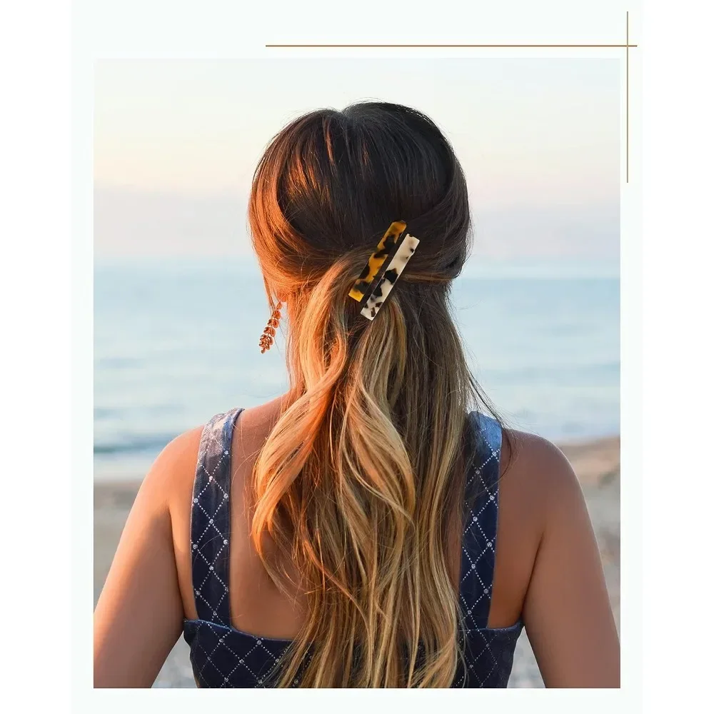 مشابك شعر، 8 قطع مشابك للشعر الناعم والرقيق والسميك، مشبك صغير من الأسيتات مقاس 3 بوصات بدون زلة، إكسسوارات نسائية للفتيات