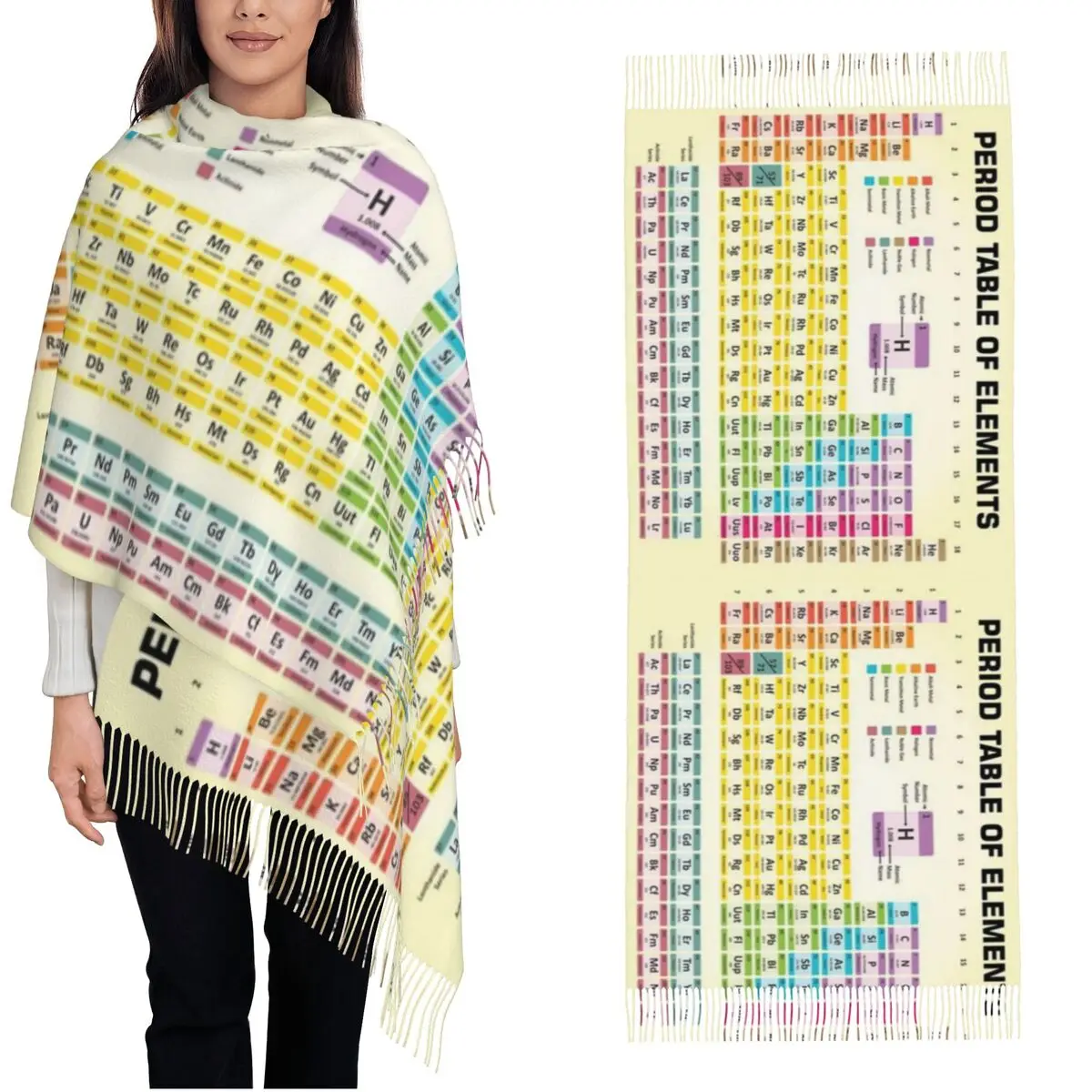 

Period Table Of Elements Scarf for Womens Warm Winter Pashmina Shawl Wrap Chemistry Chemical Long Shawl Scarf Daily Wear