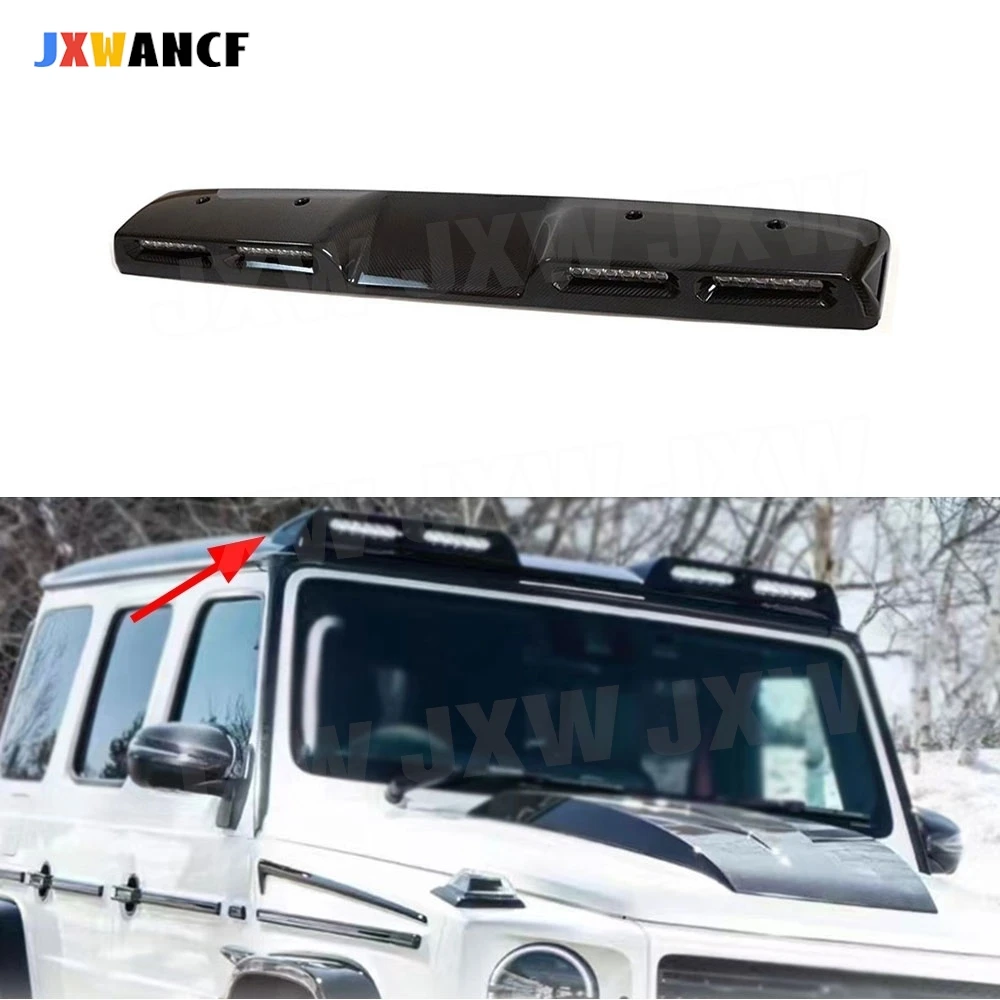 

JXWANCF для Mercedes Benz G Class W464 G500 G63 AMG 2019-2023 спойлер на крышу из углеродного волокна, крыло, верхняя губа со светом