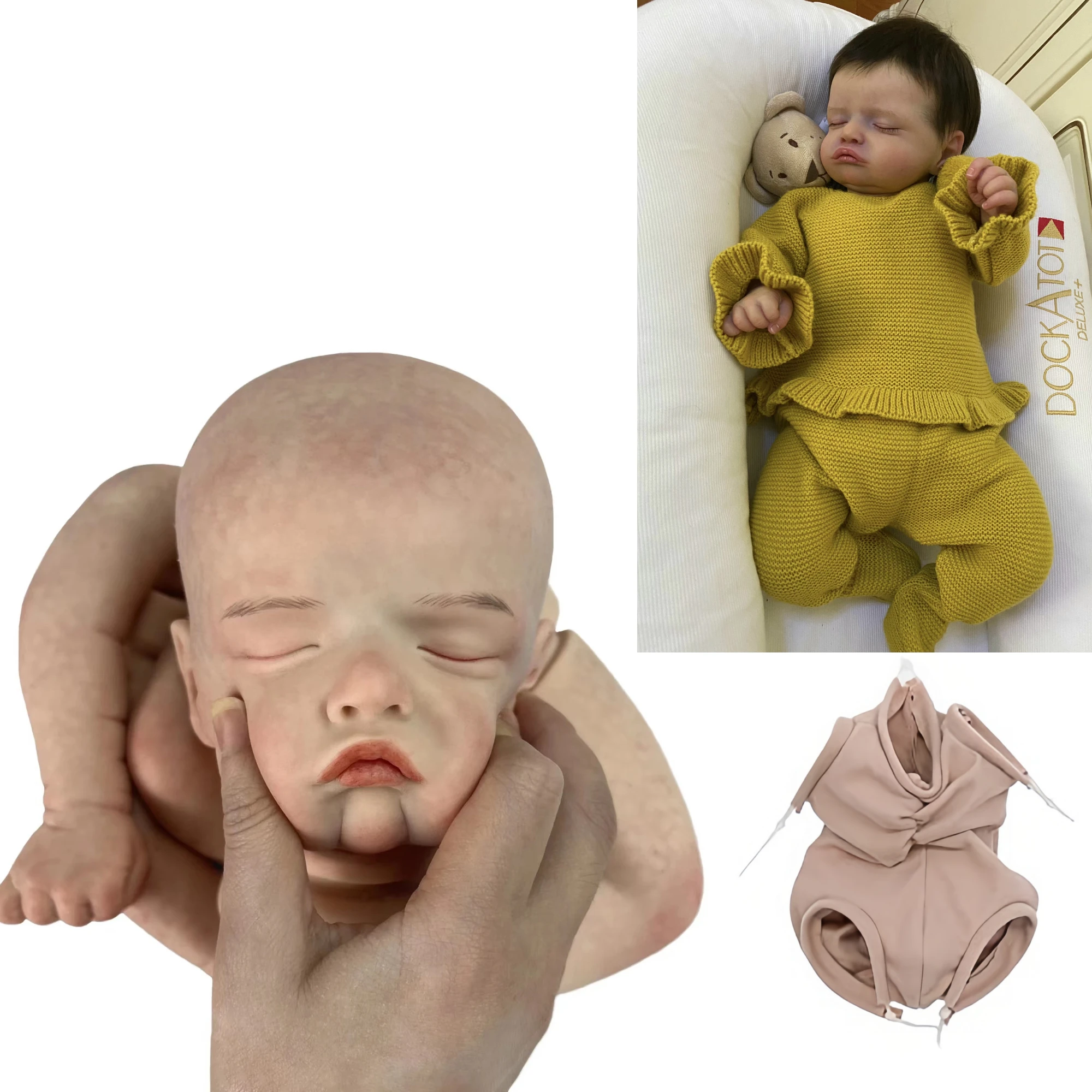 

18 Inch Rosalie Solid Silicone Painted or Unpainted Doll Kits Bebe Doll Unassembled Handmade Lifelike Bebes Rerbon de Silicona