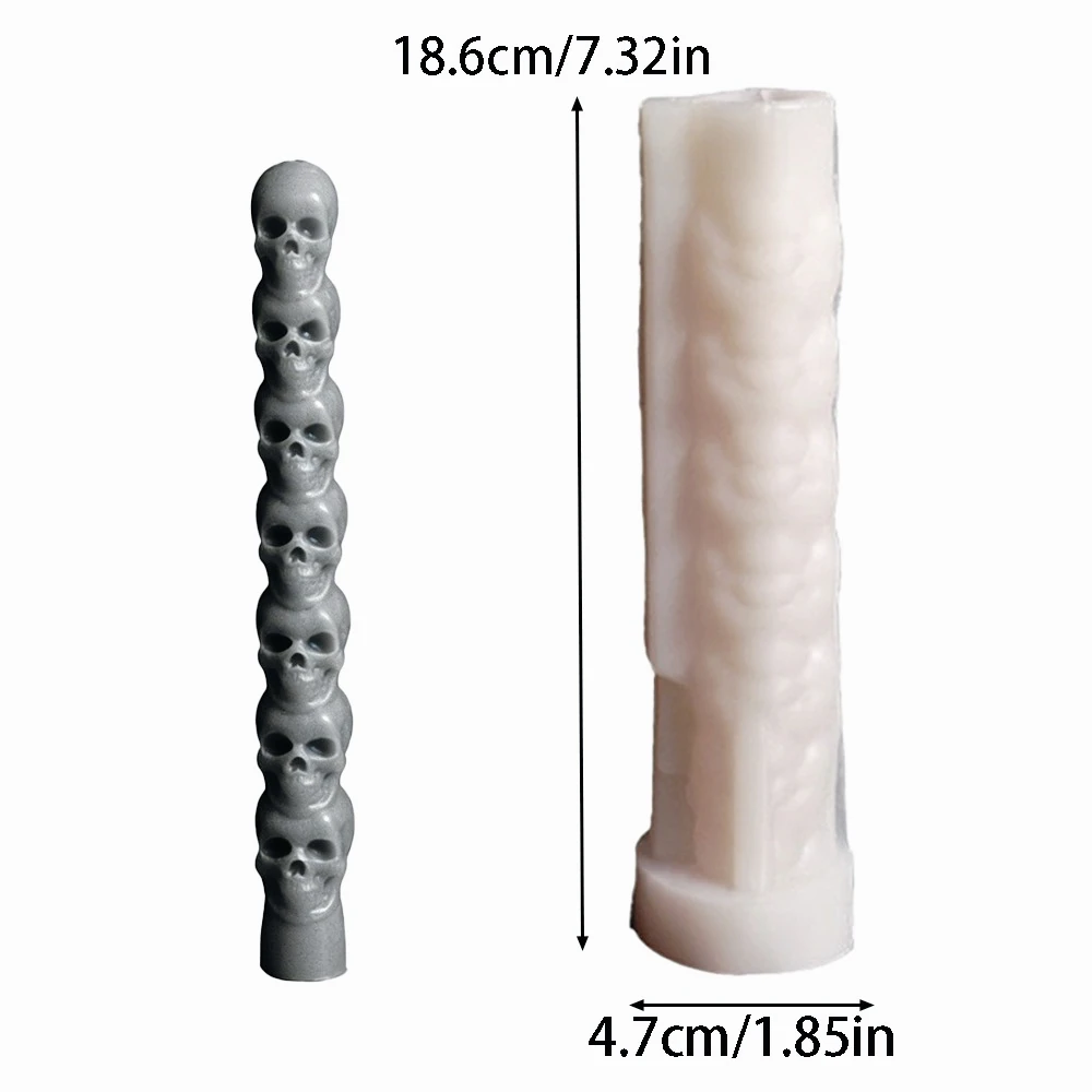 3D Stacked Geometric Skull Silicone Candle Mold DIY Halloween Resin Plaster Clay Craft Making Tool Halloween Desktop Party Gift