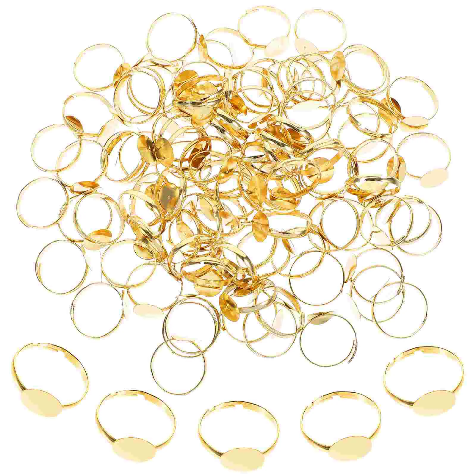 

100pcs Adjustable Base White Plated Alloy Smooth Blanks for Jewelry Making Crafts Finger Rings Decorative