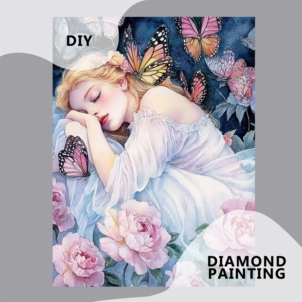

AZQSD Diamond Painting 5d Woman Flower Full Drill Adult Crafts Diamond Mosaic Kits Girl Rose Floral Living Room Decor