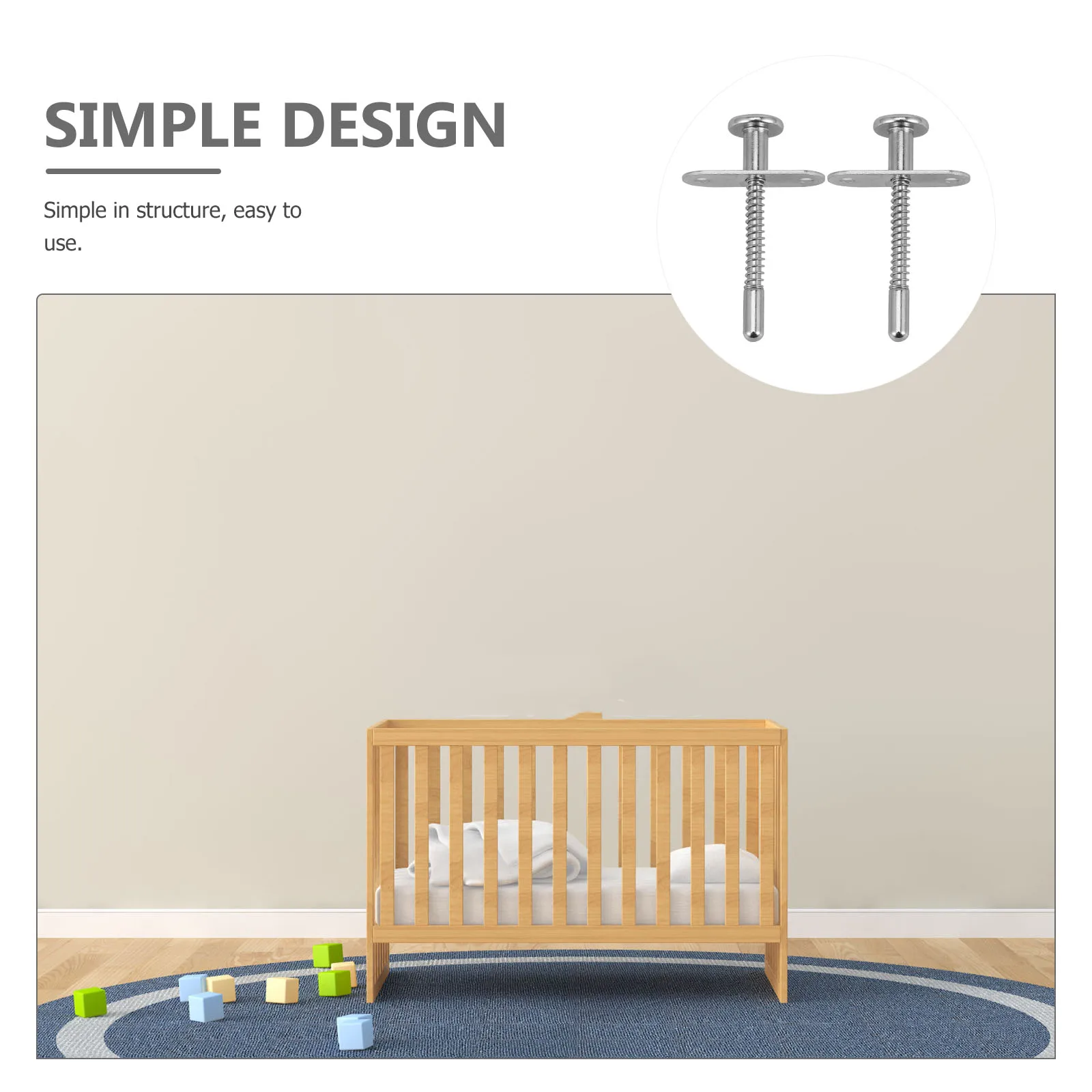 2pcs Spring Latch Cot Parts Baby Crib Plunger Loaded Metal Cotter Adjusting Lever Bed Fastening Durable Hardware Spring Pin
