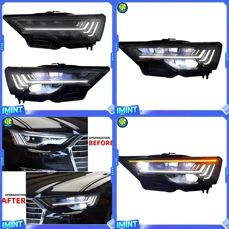YU GUANG for A6 C8 Headlight C8 2019 2025 Front Light Upgrade Matrix 4 LED Lens Headlight Front Light Daytime Running