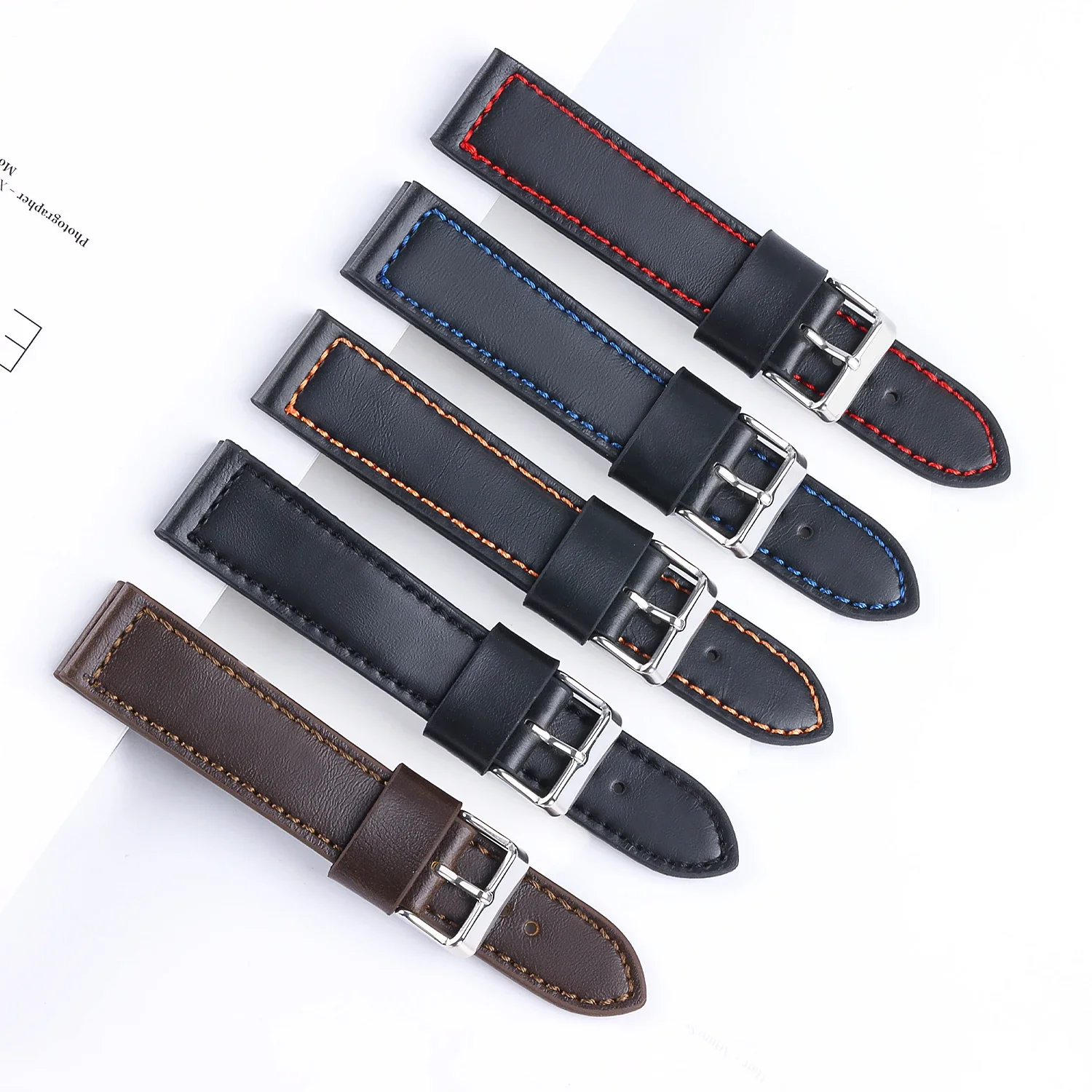 High Quality Universal Genuine Leather Watch Strap for Rolex Watch Square Buckle Sewing Belt 18/20/22/24mm Men Women Wristband