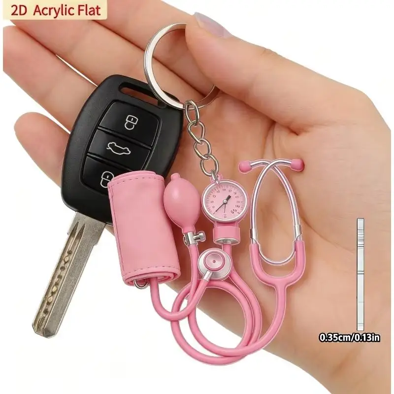 ★▲Acrylic Stethoscope Sphygmomanometer Keychain Creative Medical Pendant Special Nurse Day Gift for ICU ER Department Staff