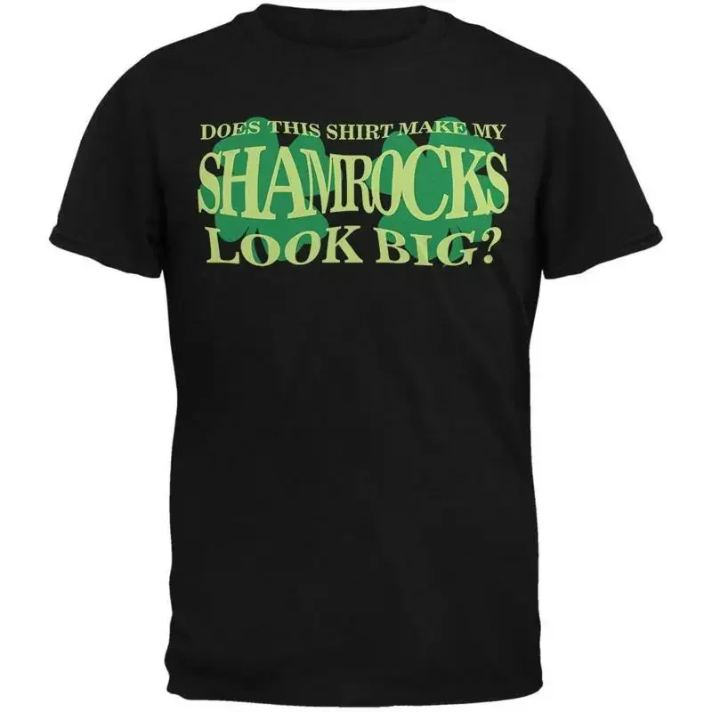 St Patricks Day Big Irish Shamrocks Funny Black Adult T Shirt