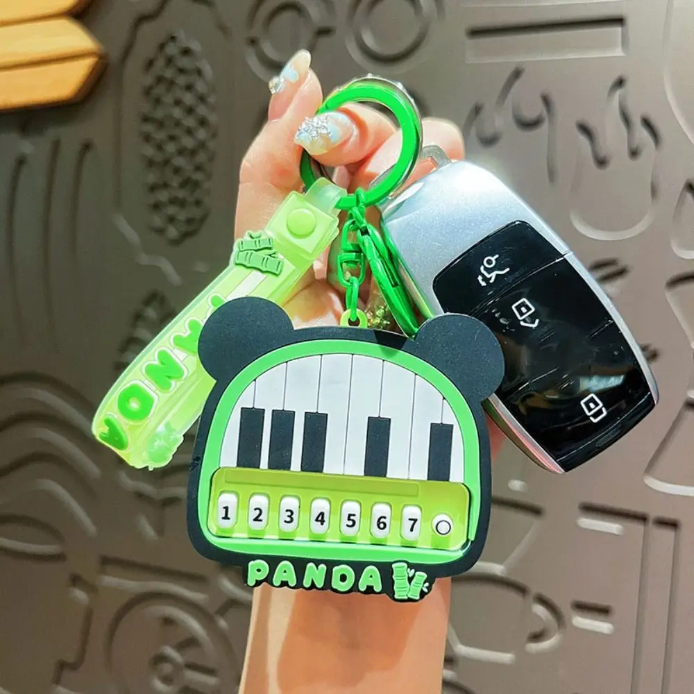 

Creative Mini Panda Music Keychain Kawaii Piano Cartoon Toy Keychain PVC Luminescent Car Keyring Pendant