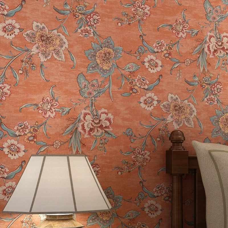 

Настенная ткань, американский кантри, большой цветок, бесшовный баллонный гостевой ресторан, настенное покрытие на заказ, тканевый светильник, роскошная спальня, комната