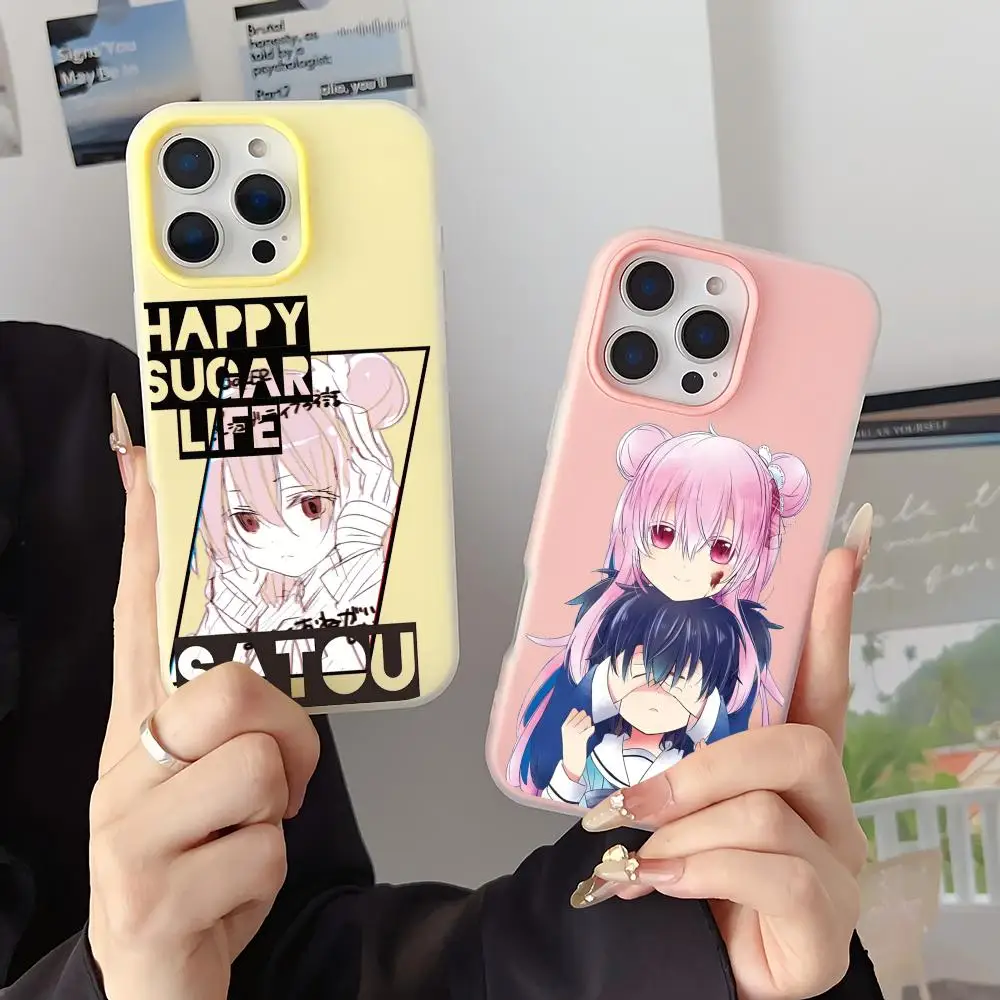 Anime Happy Sugar Life Phone Case 2-in-1 Detachable for iPhone 17-12 Clear Case Multi-Color Card Holder Soft TPU Shockproof