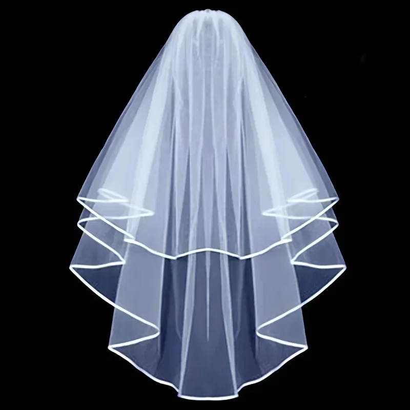 

Короткая двухслойная фата для невесты, головной убор для свадебной вечеринки