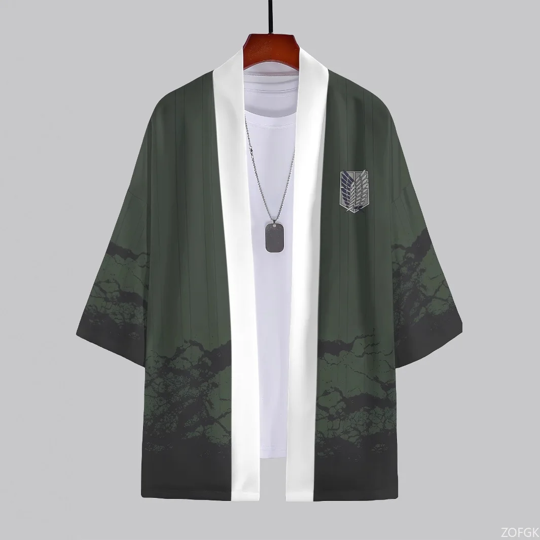 Summer Kimono Cross Border Illustration 3D Printed Seven Part Robe Cardigan Loose Top