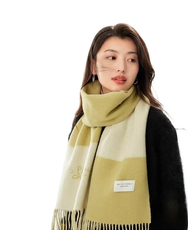 وشاح صوف نسائي للخريف والشتاء، شال سميك ودافئ وعصري وبسيط لتقديم هدايا العيد للأمهات