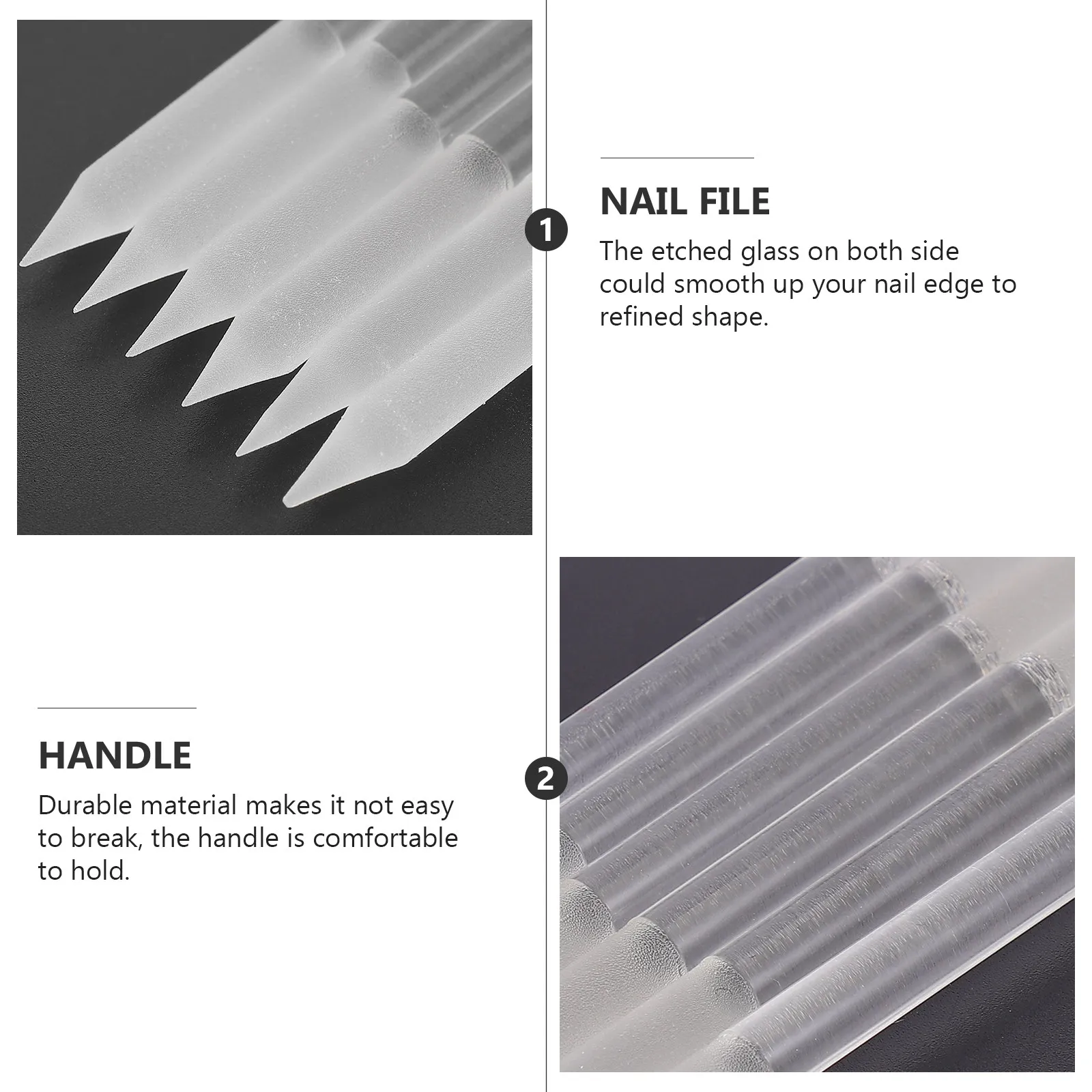 6Pcs Glass Nail Files Set High Quality Etched Double Sided Nail Buffer for Shaping Smoothing Manicure Files