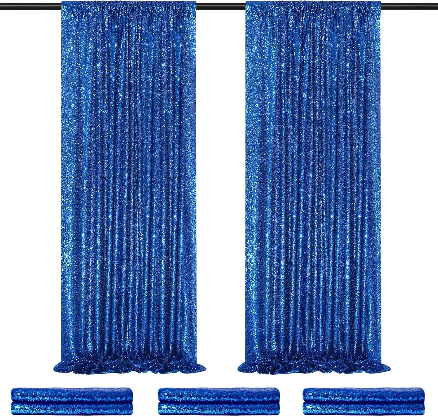 

Royal Blue Sequin Backdrop 8Pcs-2ftx8ft Glitter Backdrop Curtains Birthday Party Decoration Photography Backgrounds Fabric Backd