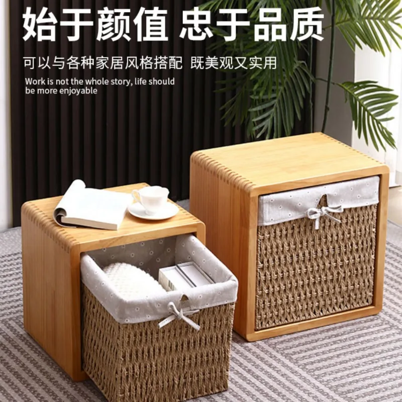 Solid wood creative shoe change living room sofa stool Japanese back-shaped storage small bench exhibition hall bench