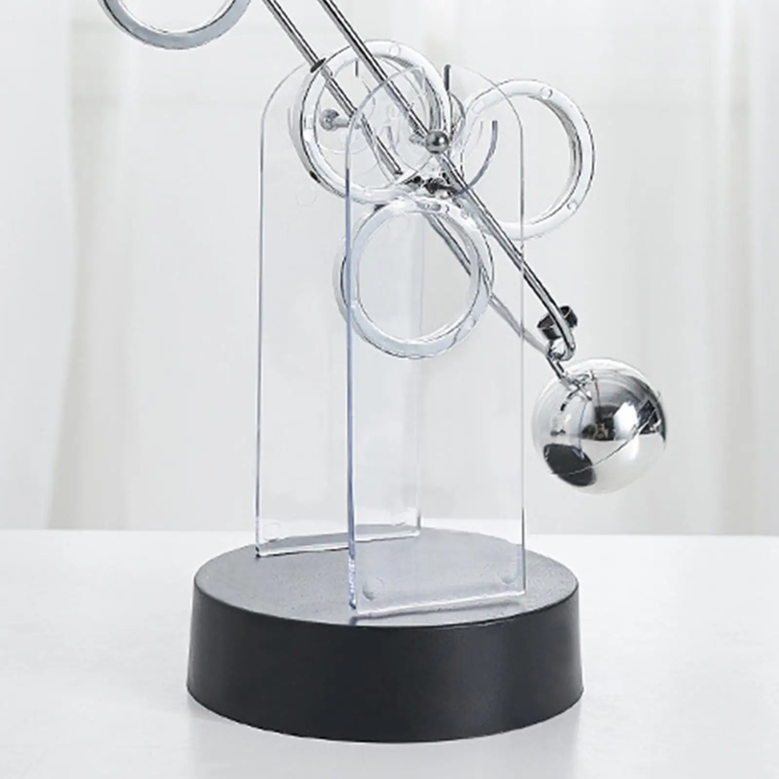 Perpetual Motion Swing Model Metal Plastic Desk Ornament Orbital Balance Revolving Gadget Physics Science Toy for Home Office