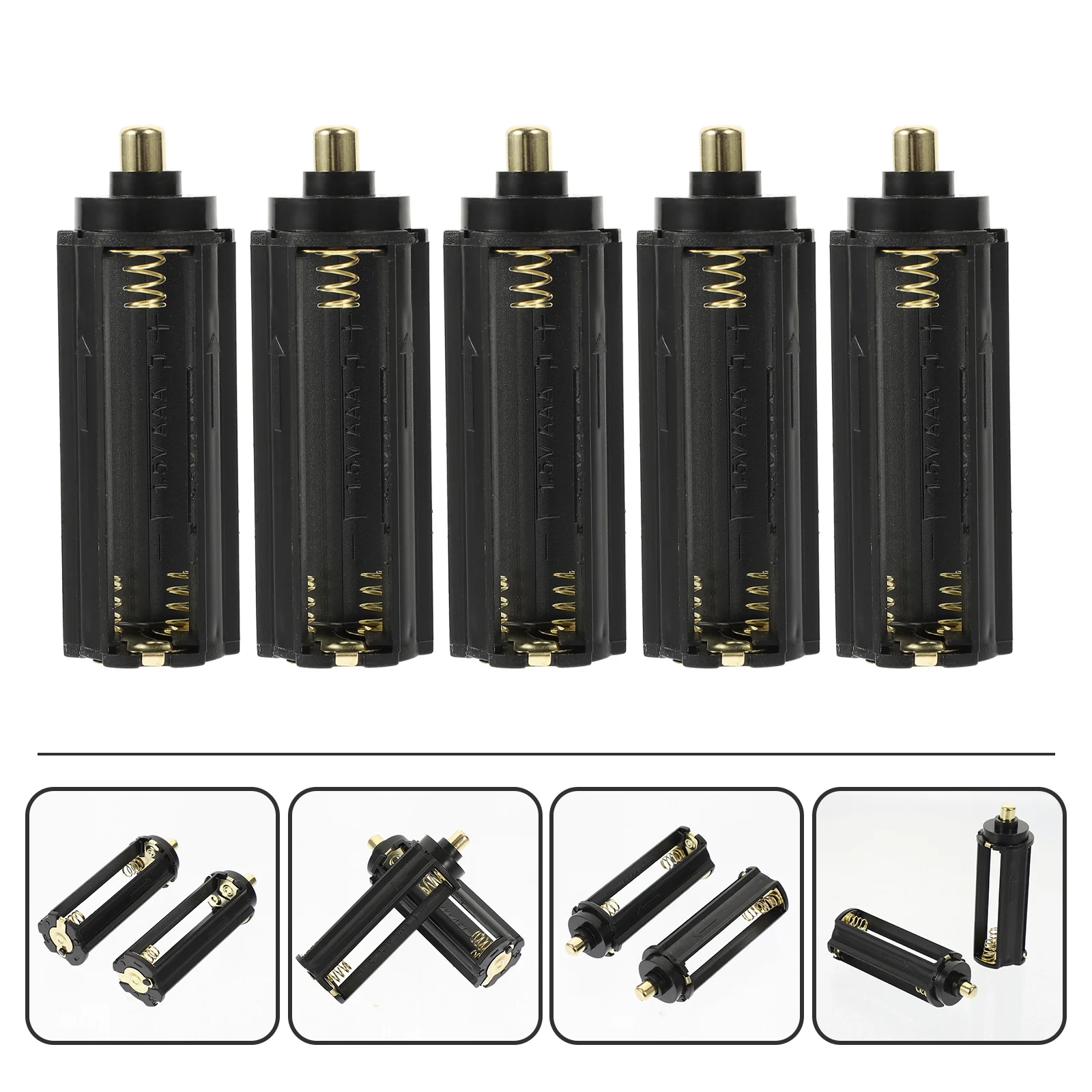 

5pcs 3 Aaa Holder Compact Case With Terminal Protection Snap-Lock Design For Rechargeable Batteries Storage
