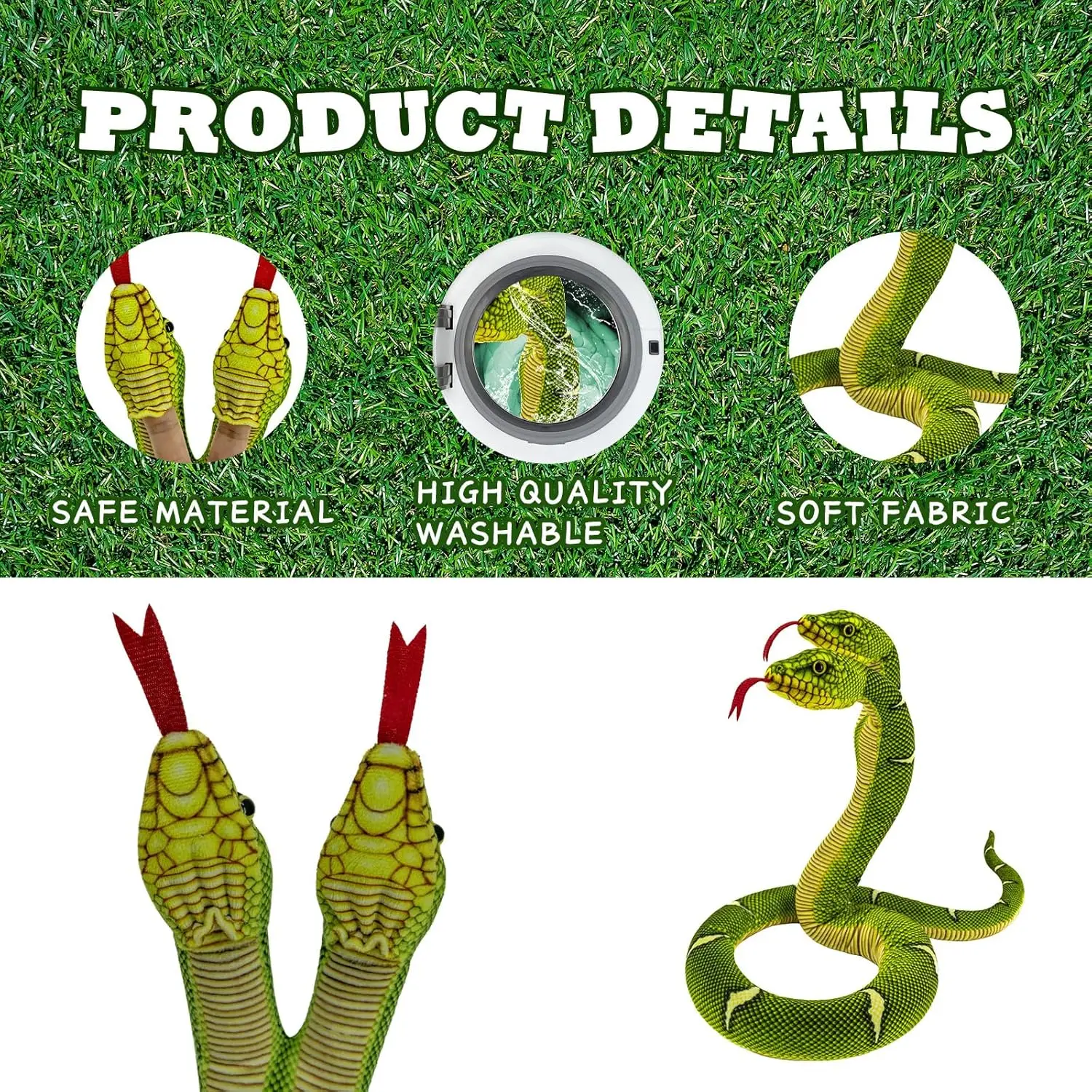 Two Headed Snake Plush Toy Realistic Stuffed Animal Soft Long Giant Plush Snake Double Head Cuddly Kids Toy Birthday Gift For Ki