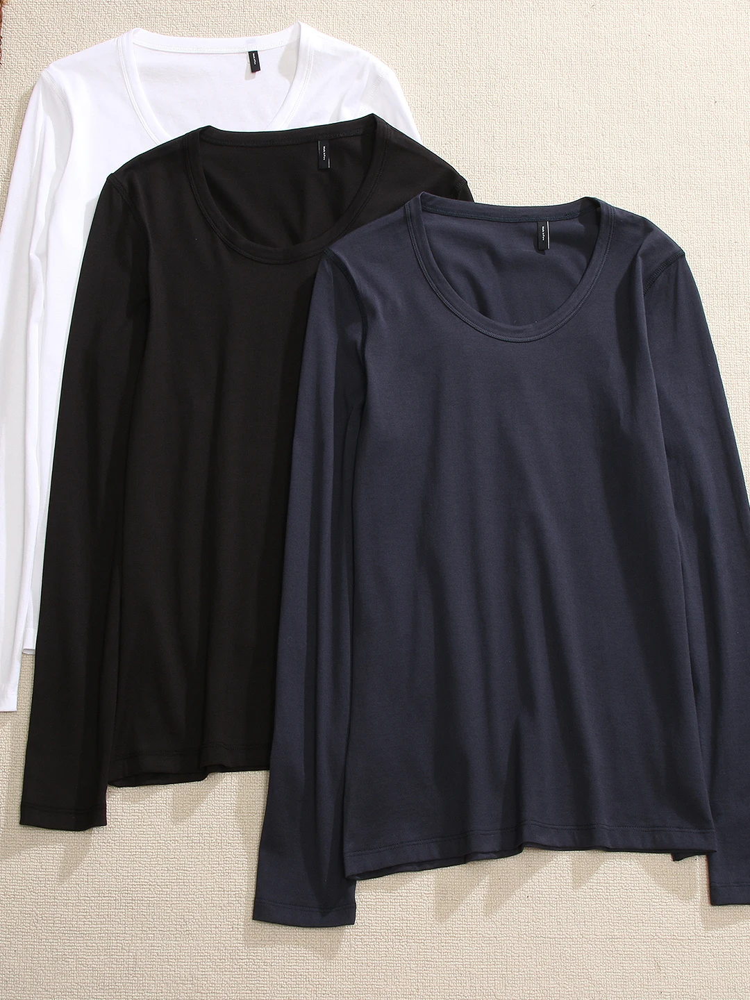 

Classic U-Ne Long Sve T-irt 00% Cotton Thin Pure Color Comfortable High Yarn T-irt for Women Busin Casual Spring