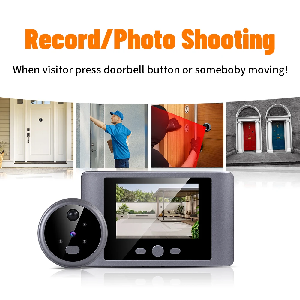 Digital Magic Eye Electronic Viewfinder Night Vision Safety Door Viewer Photo Recording Door Peephole Camera 2.8in LCD Screen