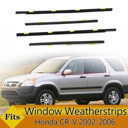 4PCS Car Outer Windows Rubber Weatherstrip Waterproof Pressure Strip Sealing Belt Moulding Trim For Honda CR-V CRV 2002-2006