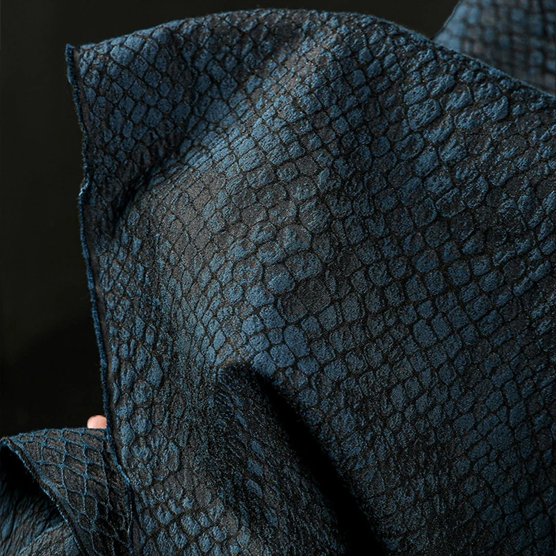 

Luxury Snakeskin Jacquard Fabric Vintage Designer Cloth Pure Polyester Men Coat Diy Sewing Clothing Needlework Smooth Fabric