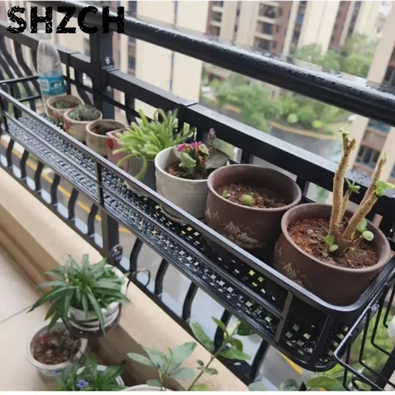 European-Style Flower Stand Expansive Iron Art Balcony Rail Organizer Elegant Decorative Hanging Pot Holder Urban Green Space
