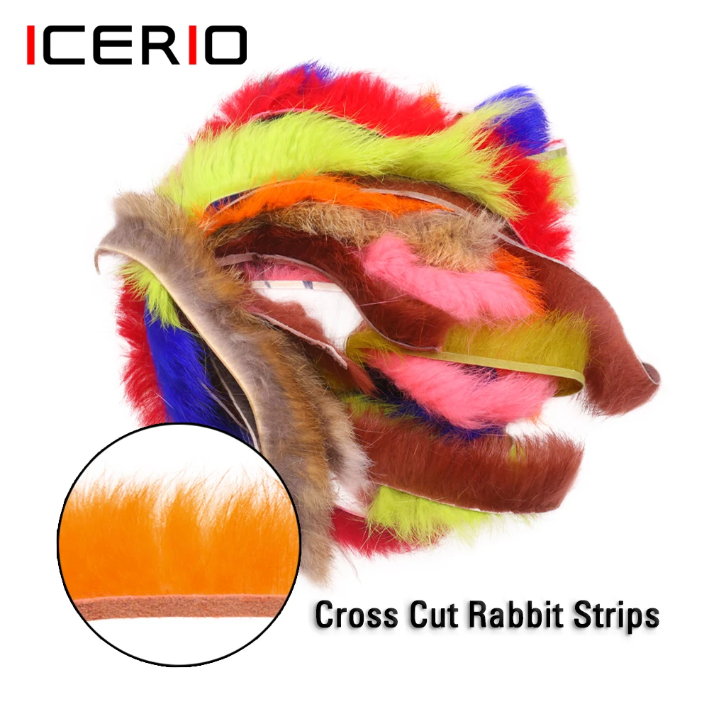 ICERIO 2PCS/bag Rabbit Zonker Strips Hare Hair Fur Fly Fishing Tying Material /Hare Dubbing Fiber for Bass Streamer Flies Making