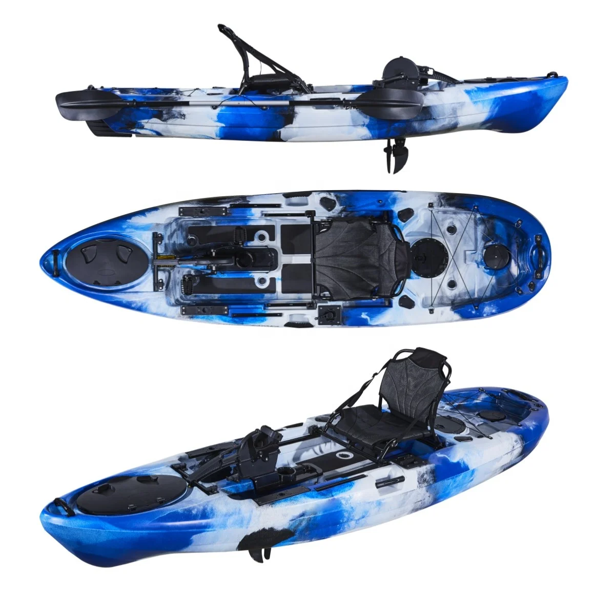 Canoa de plástico clássica para caiaque de pesca com pedal de 10 pés para brincar ao ar livre para novidades com pedal drive e casco HDPE