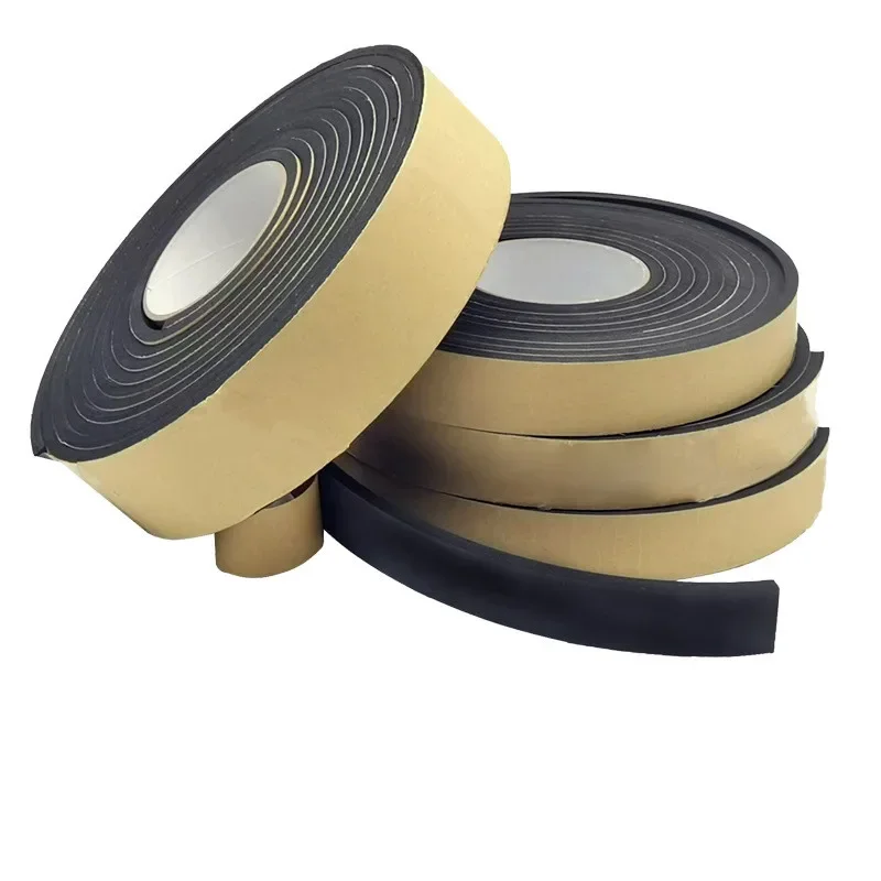 2-10M Rubber Self Adhesive Sponge Seal Strip Strong Single Sided Adhesive EVA Black Foam Soundproof Strip Anti-collision Gasket