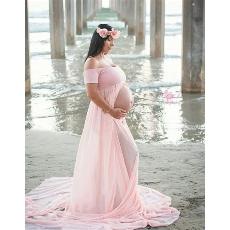 Maternity Photography Props Pregnancy Dress For Photo Shooting Off Shoulderless Pregnant Dresses For Women Maxi Maternity Gown