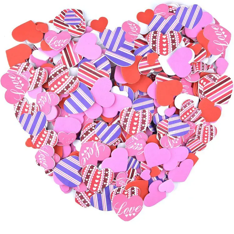 150PCS/LOT,Printed love hearts foam stickers Valentine's day crafts Wedding decoratrion Early learning educational toys