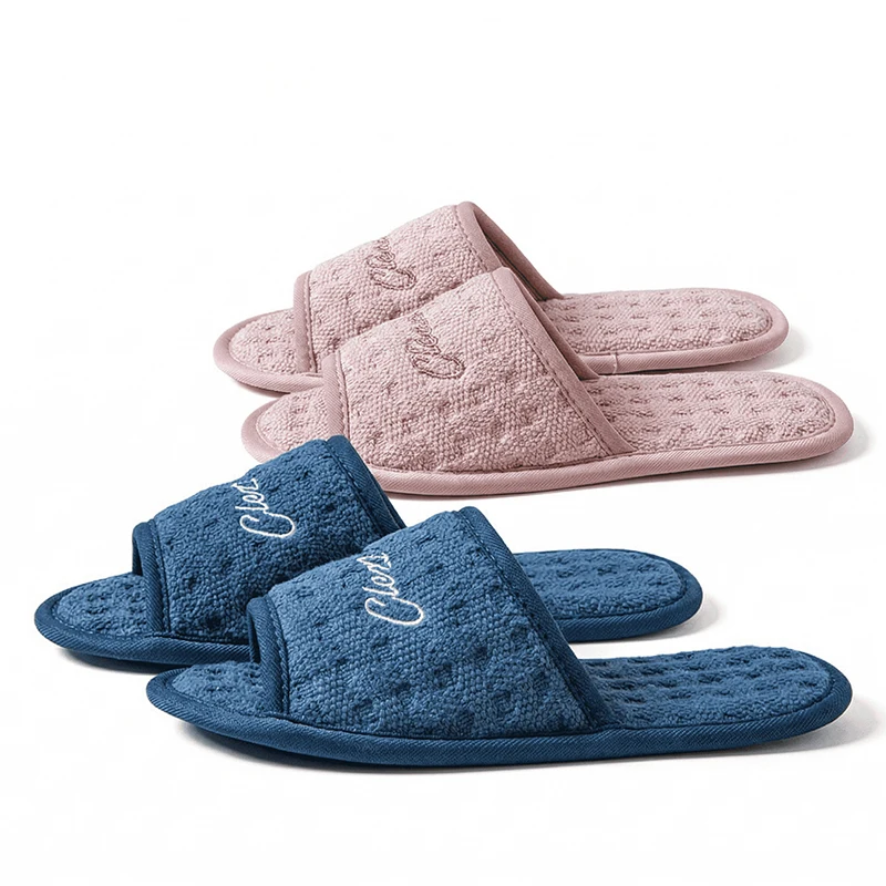 Cotton Home Slippers Women Silent Designer Open Toe Slides Couple House Soft Lightweight Indoor Summer Elegant Shoes Ladies New image 6