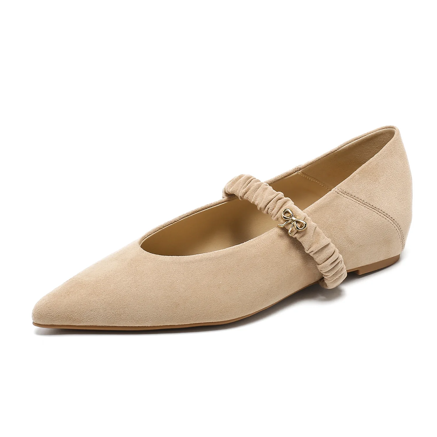 

Bloomsteps【Увеличение внутренней высоты стопы】Женские туфли на плоской подошве 2026: Новые французские замшевые туфли Мэри Джейн с острым носком и низким вырезом