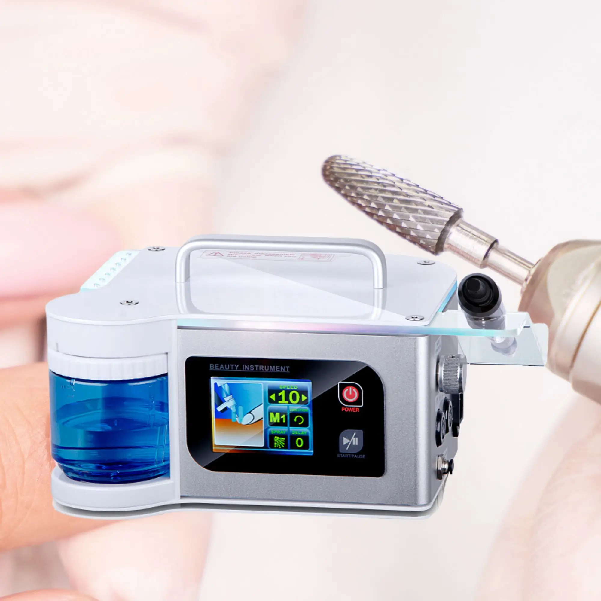 Elektryczna frezarka do paznokci STLF, importowana z Korei, do manicure i pedicure, z końcówką do frezowania.