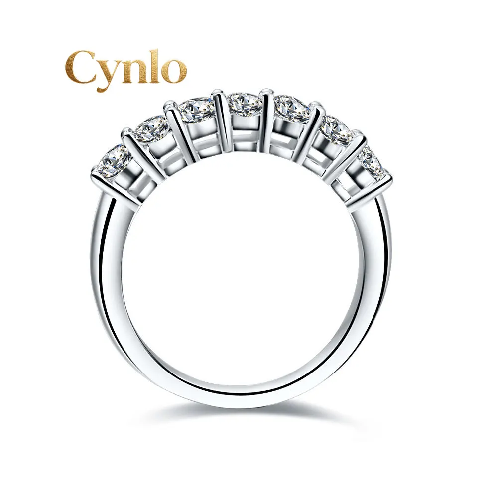Cynlo Jewelry Seven Stones 0.7Ctw D Color VVS1 Moissanite Ring for Women Platinum 950 Jewelry Pt950 Stamped R035