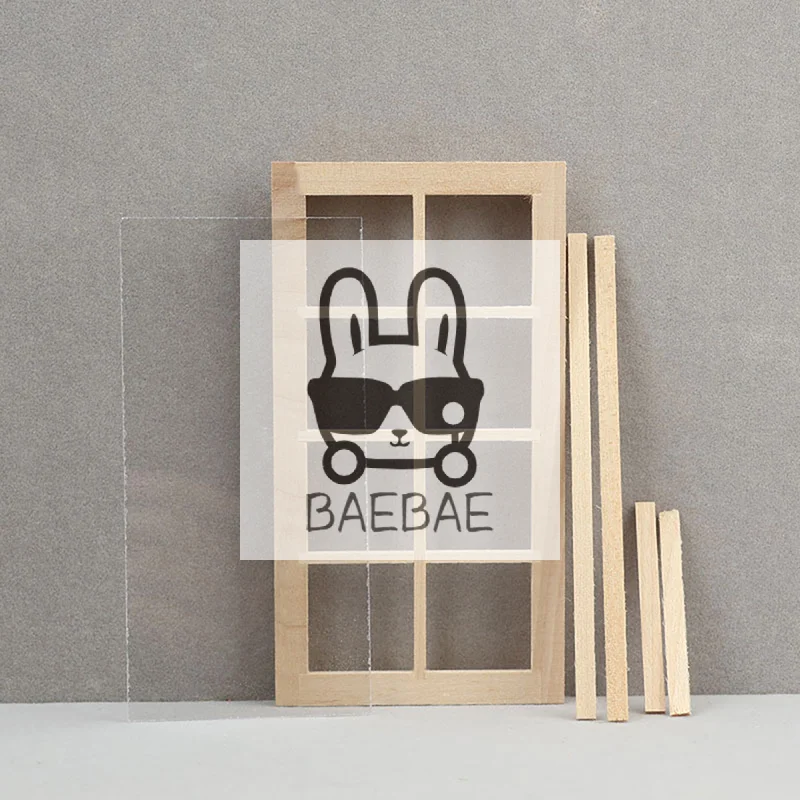 1 Piece DIY Handmade Material 1:12 Wood Dollhouse 8-grid Window Unpainted Furniture Supplies Miniature Kids Toy