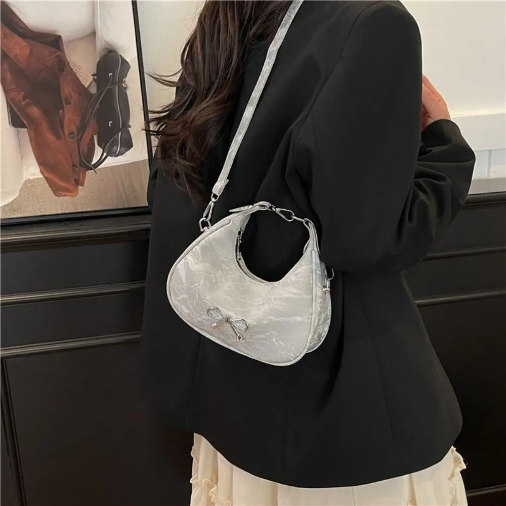

Elegant Large Capacity Bow Shoulder Bag Solid Color Korean Style PU Hobo Bag Handbag Fashion Design French Style Handbag Outdoor