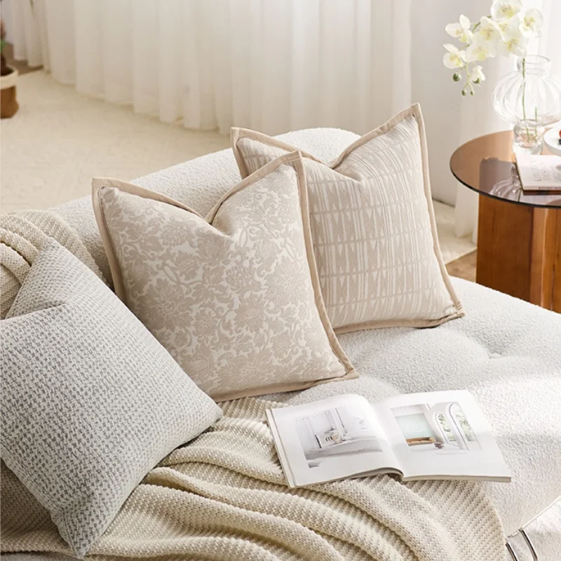 Cream Ivory Pillows Fresh Modern Geometric Flora Cushion Case Square Decorative Pillow Cover For Sofa Chair Home Decorations