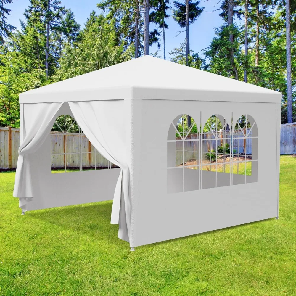 10x10 tenda pesta luar ruangan pernikahan berkemah, kanopi Gazebo tugas berat dengan sisi dapat dilepas, naungan tahan air