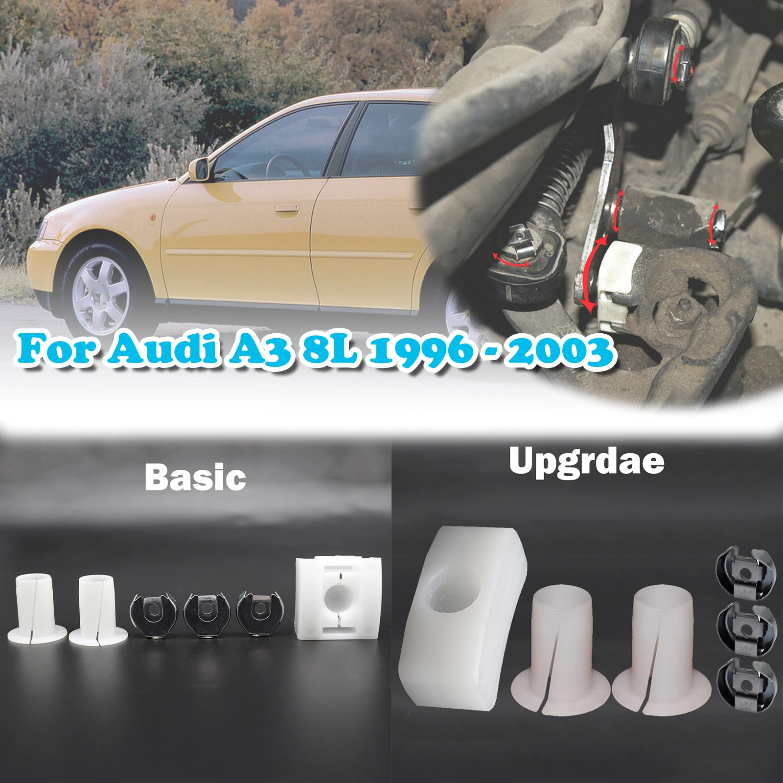 

For Audi A3 8L Gear Selector Wiring Washer Shift Relay Lever Slide Shoe Bushing Bearing Kit N90815903 1996 1997 1998 1999 - 2003