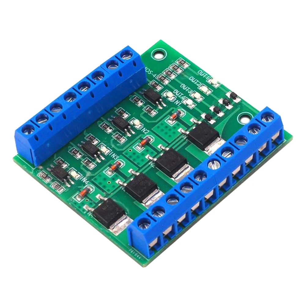 4-Channel MOS FET PLC Amplifier Board Driver Module PWM 3-20V to 3.7-27V DC 10A Circuit Optocoupler Board Driver