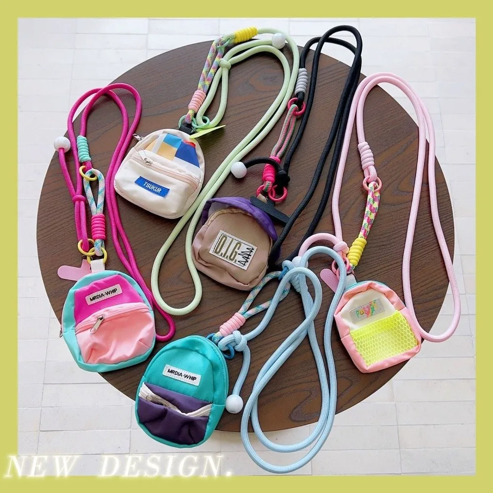 Beaded Crossbody Phone Lanyard Color Splicing Anti-Lost Phone Lanyard Pouch Mini Coin Purse Adjustable Mobile Phone Lanyard