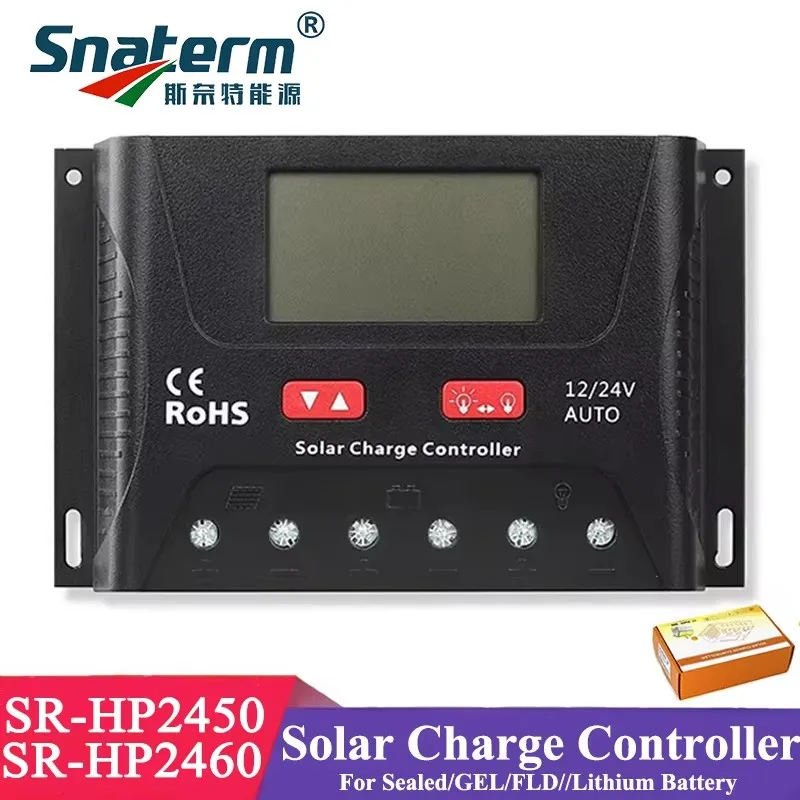 

SRNE 10A 20A 30A 40A 50A 60A Solar Charge Controller DC12V/24V Auto Work Solar Cells panels Battery Charger Controller Regulator