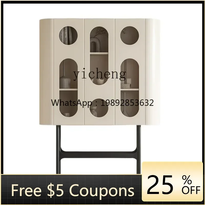 Cream Wine Cabinet Home Display Cabinet against the Wall Study Living Room