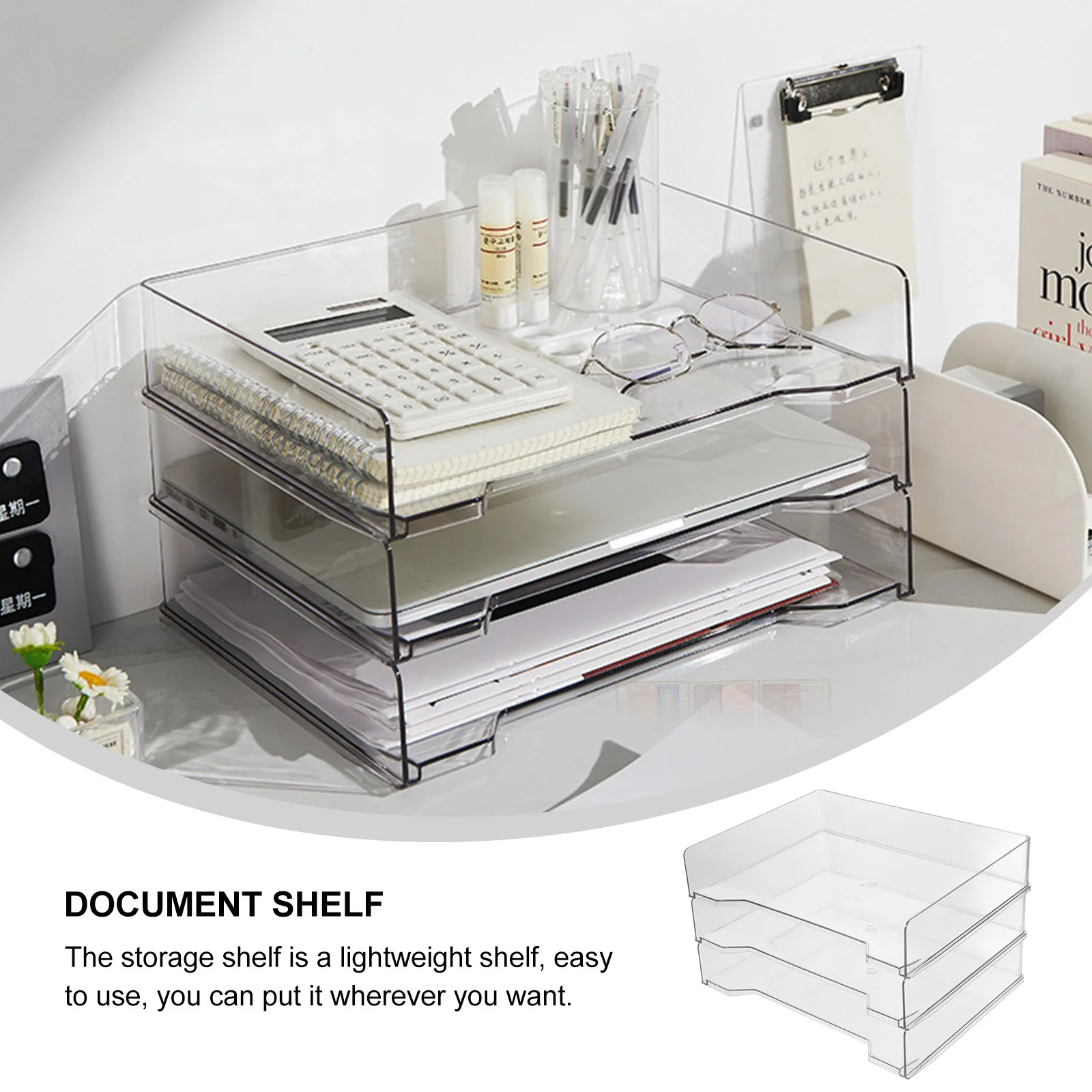 

3 Pcs Desk Document Holder Storage Box Organizer Superimposed Multi-functional File for Tray Office